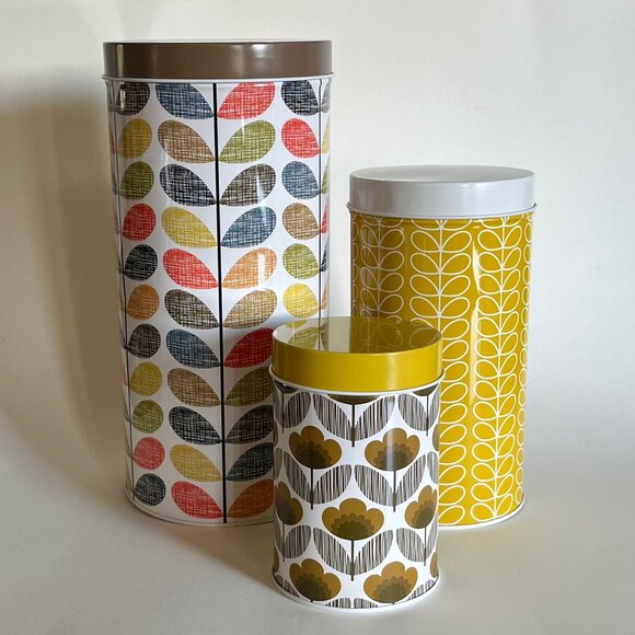 Set of 3 Orla Kiely Floral Stem Tin Storage Canisters 2012 - Picture 1 of 9